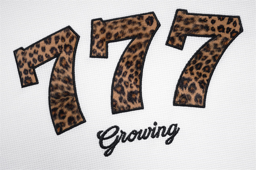 Long Sleeve Men T-Shirt 777 Leopard Print Waffle Knit Crewneck