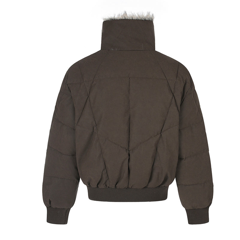 Faux Fur Collar Padded Bomber Jacket – Quilted Puffer Flight Coat