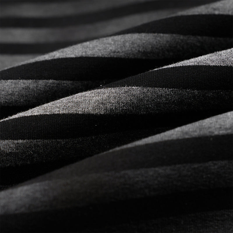 Striped Zip-Up Hoodie – Distressed Dark Streetwear with Music Graphic Print
