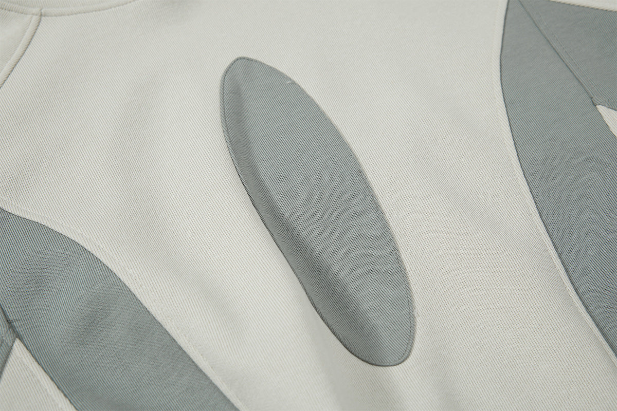 Oversize-Patchwork-Hoodie – grauer, zweifarbiger Streetwear-Pullover
