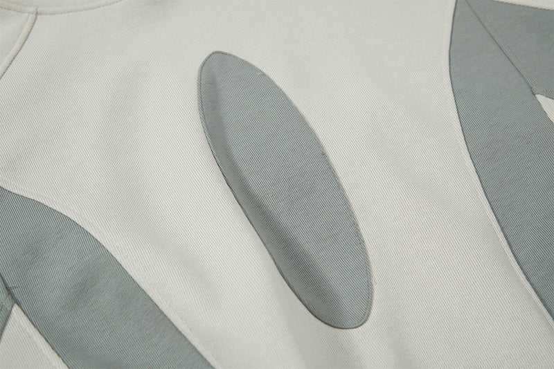 Oversize-Patchwork-Hoodie – grauer, zweifarbiger Streetwear-Pullover