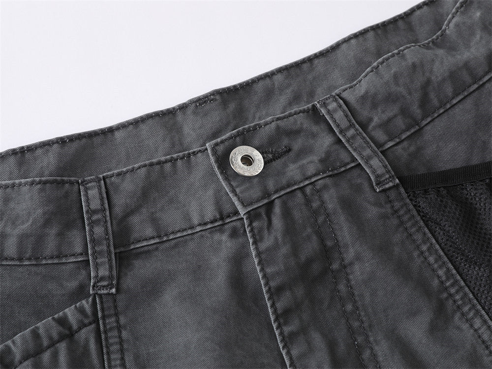 Wide-Leg Cargo Pants – Washed Vintage American Workwear with Oversized Pockets