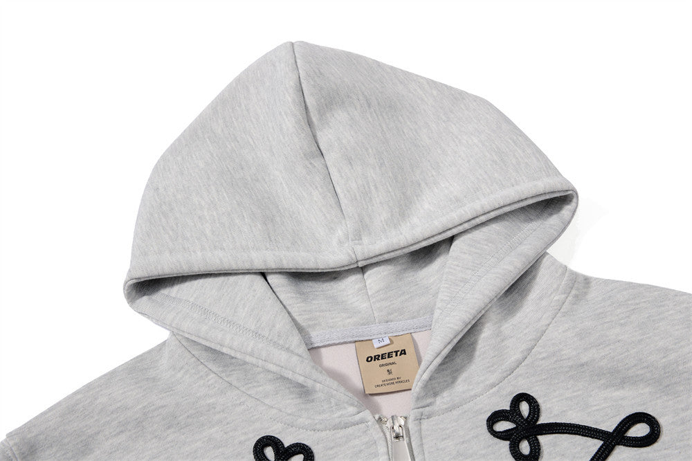 Oversized Zip-Up Hoodie Men – Rope Lace Detail Wide-Leg Sweatpants Set