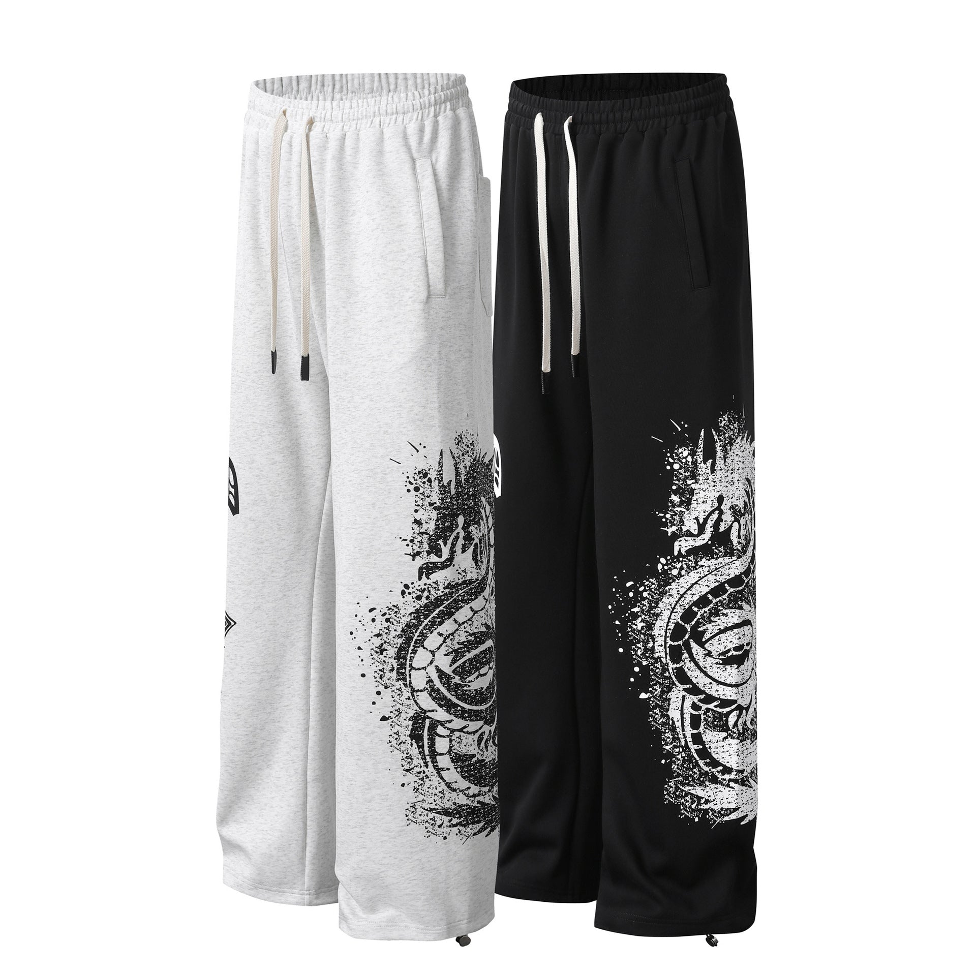 Pantalon de survêtement à jambes larges avec graphisme croix gothique – Jogger droit en molleton