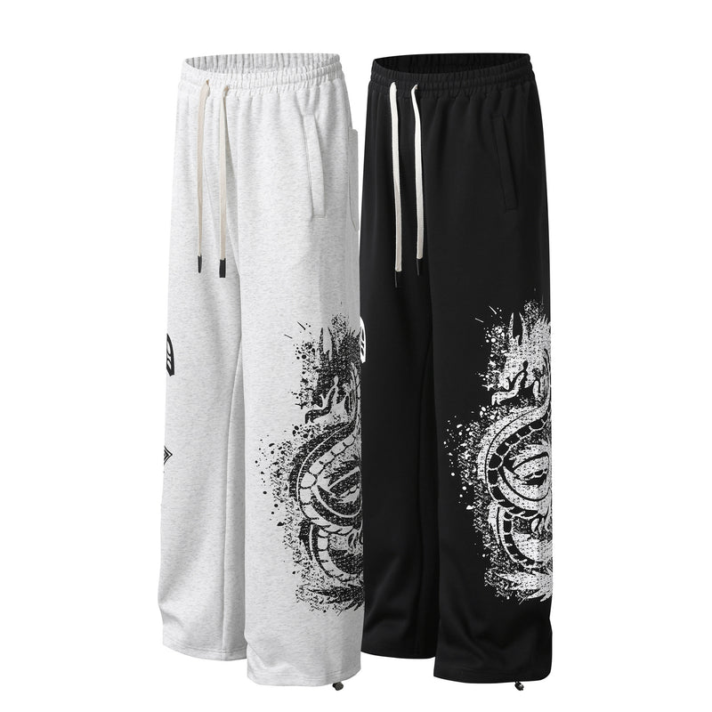Pantalon de survêtement à jambes larges avec graphisme croix gothique – Jogger droit en molleton