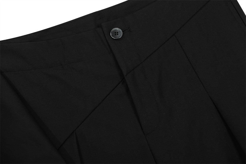 Wide-Leg Pleated Trousers with Wrap Waist Detail