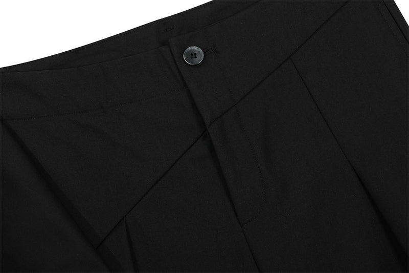 Wide-Leg Pleated Trousers with Wrap Waist Detail
