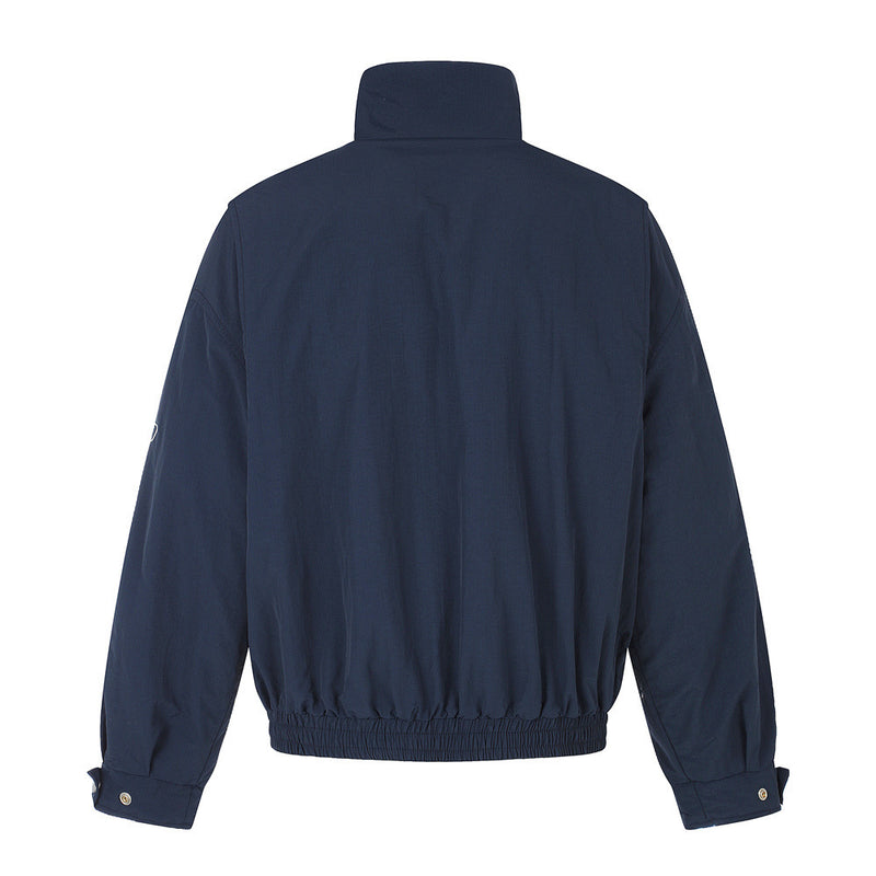 Reversible Stand-Collar Jacket Men's Dalmatian Faux Fur & Nylon Oversized Bomber