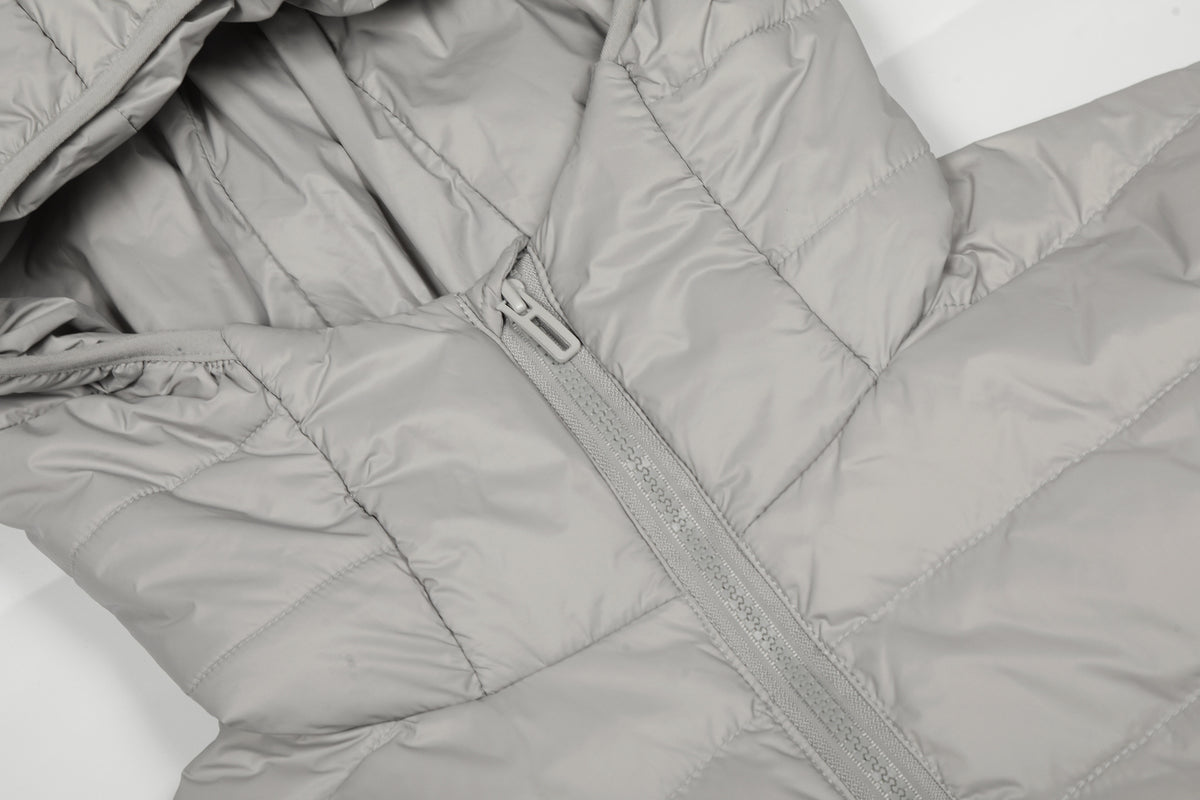 Hooded Puffer Vest Cable-Knit Sleeve Down Jacket – Retro Spliced Outerwear