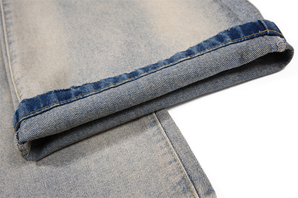 Distressed-Flare-Jeans – Herren-Wide-Leg-Denim in verwaschener Optik mit Knitterdetails