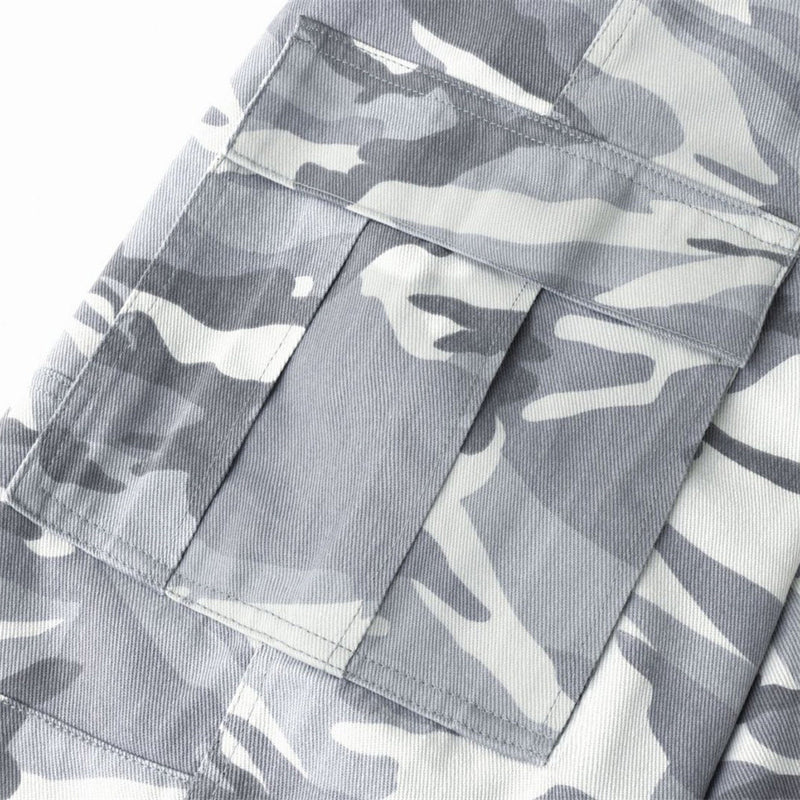 Mens Baggy Cargo Jeans Wide Leg White Camo Pants