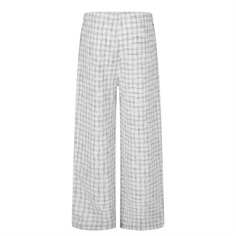 Plaid Wide-Leg Pants – Men's Straight-Fit Casual Trousers