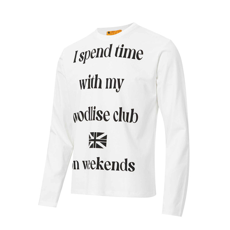 Langarm-Shirt mit Grafikprint und Rundhalsausschnitt – Woodlise-Club-Slogan