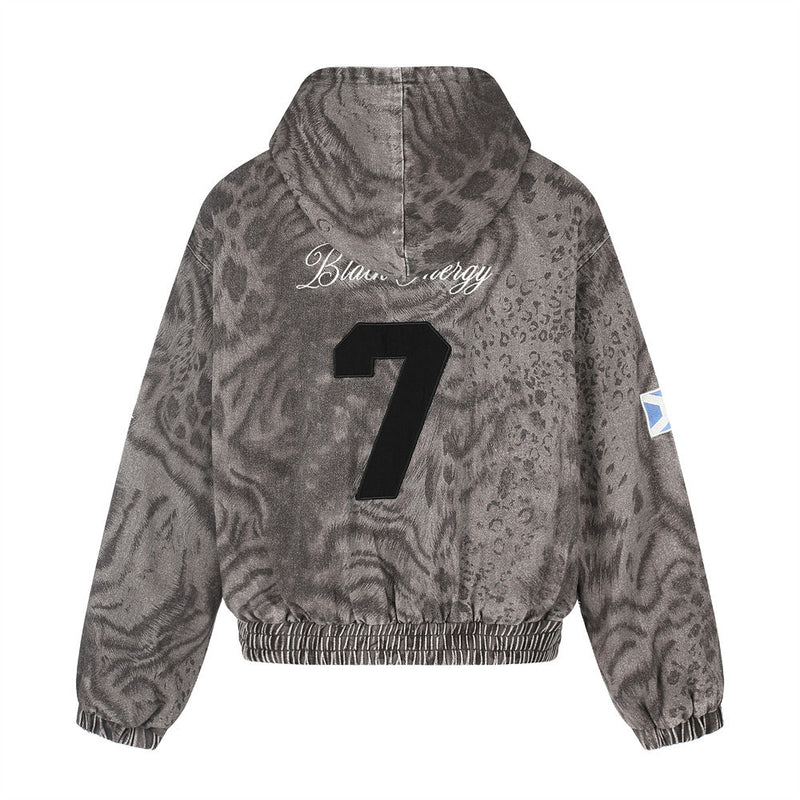 Leopard Tie-Dye Washed Denim Hooded Jacket – Oversized Punk Vintage Zip-Up