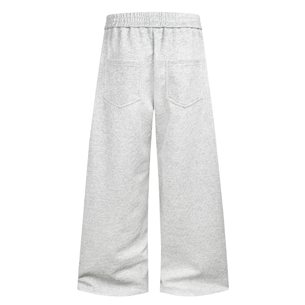 Wide-Leg Sweatpants with Pegasus Embroidery & Letter Patch – Men's Streetwear