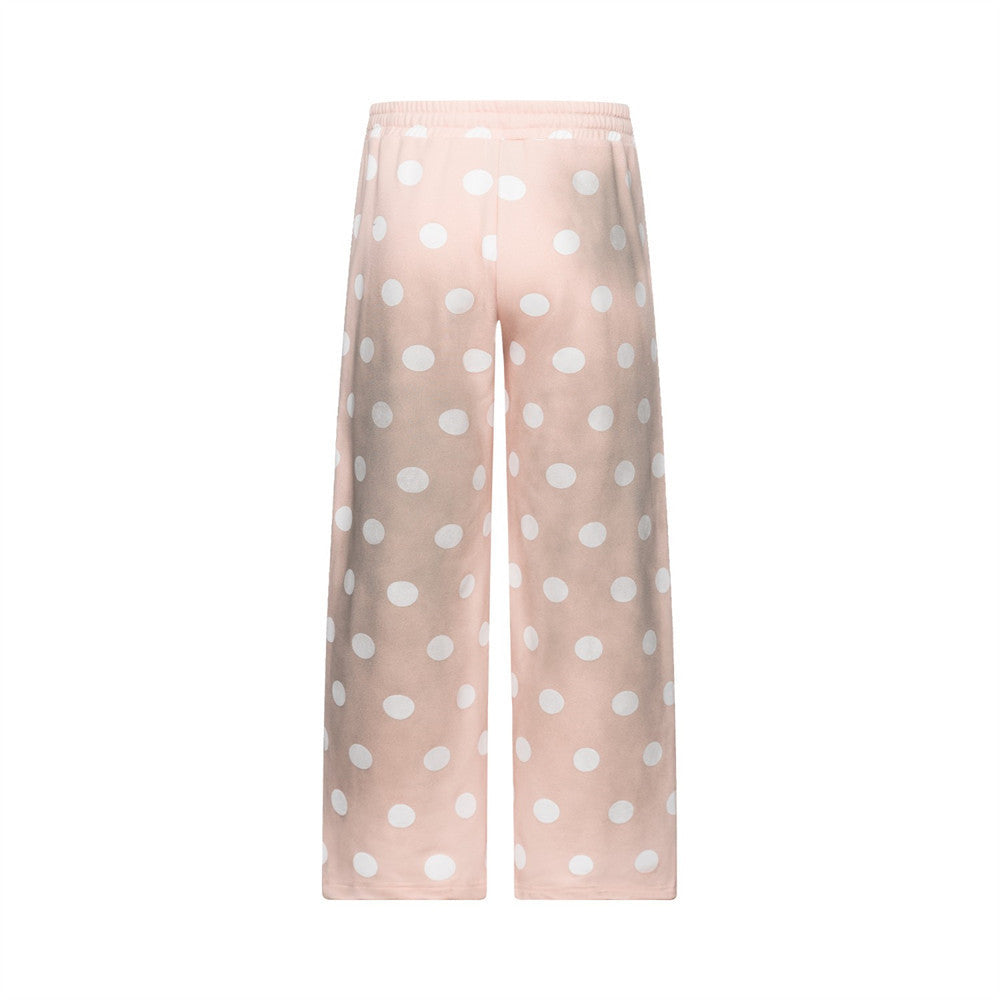 Polka Dot Wide-Leg Sweatpants – Relaxed Fit Streetwear Jogger Pants