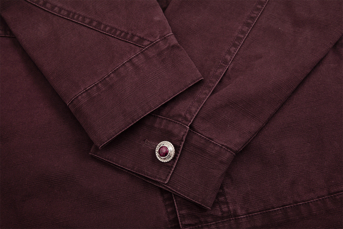 Men's Washed Denim Trucker Jacket – Vintage Workwear Style with Snap Buttons