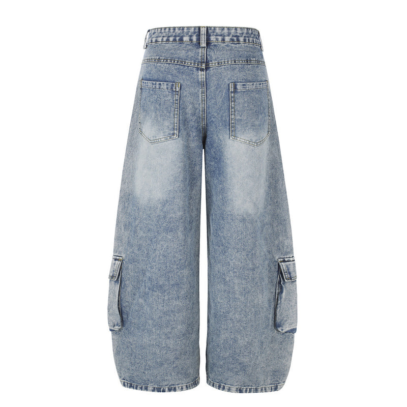 Baggy Cargo Jeans Men – Wide Leg Multi-Pocket Washed Denim