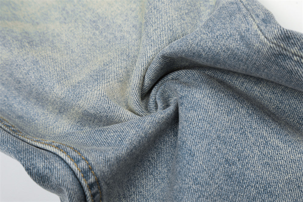 Wide-Leg Straight Jeans – American Vintage Washed Denim
