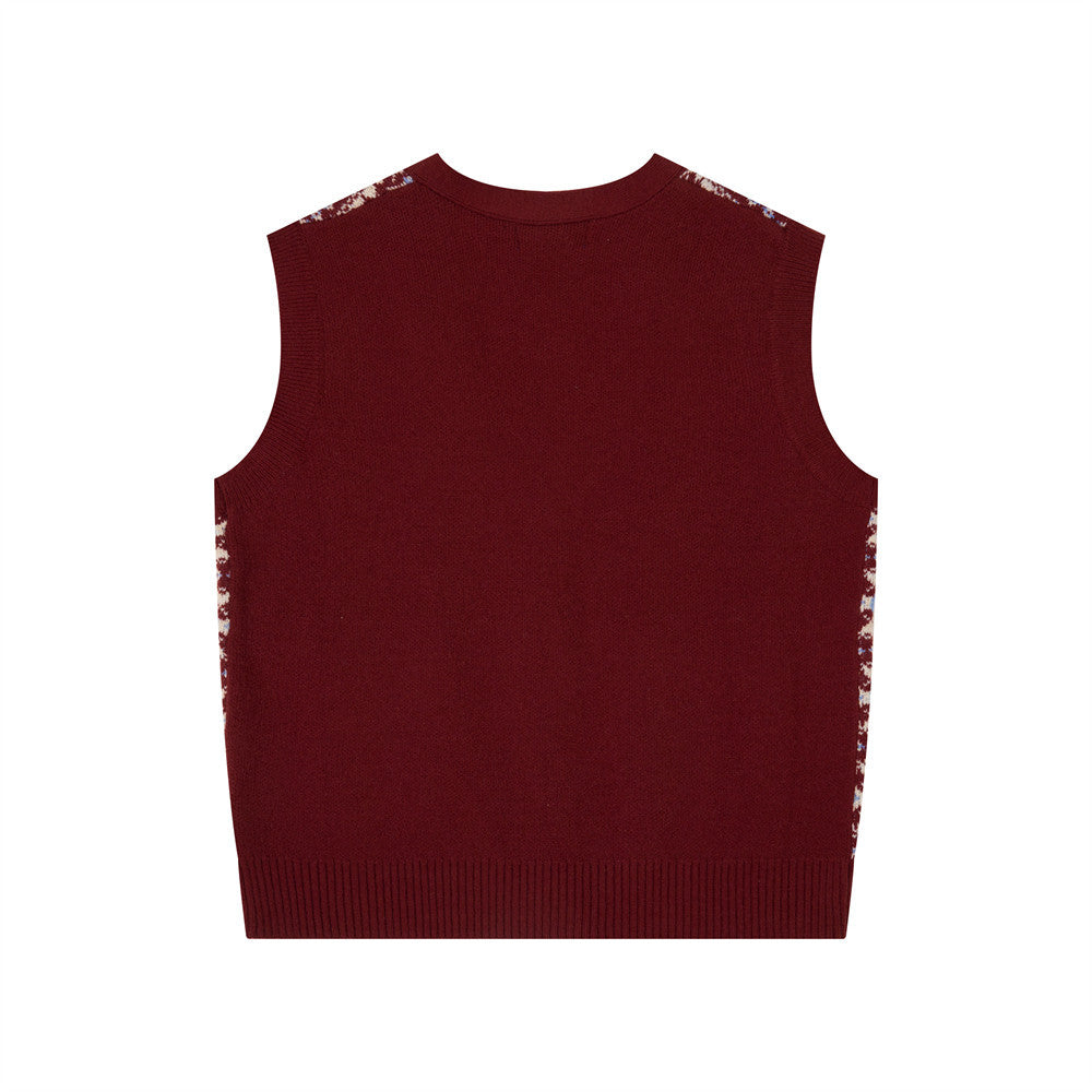 Chaleco de punto Fair Isle de hombre – Cárdigan sin mangas con cuello de pico y botones frontales