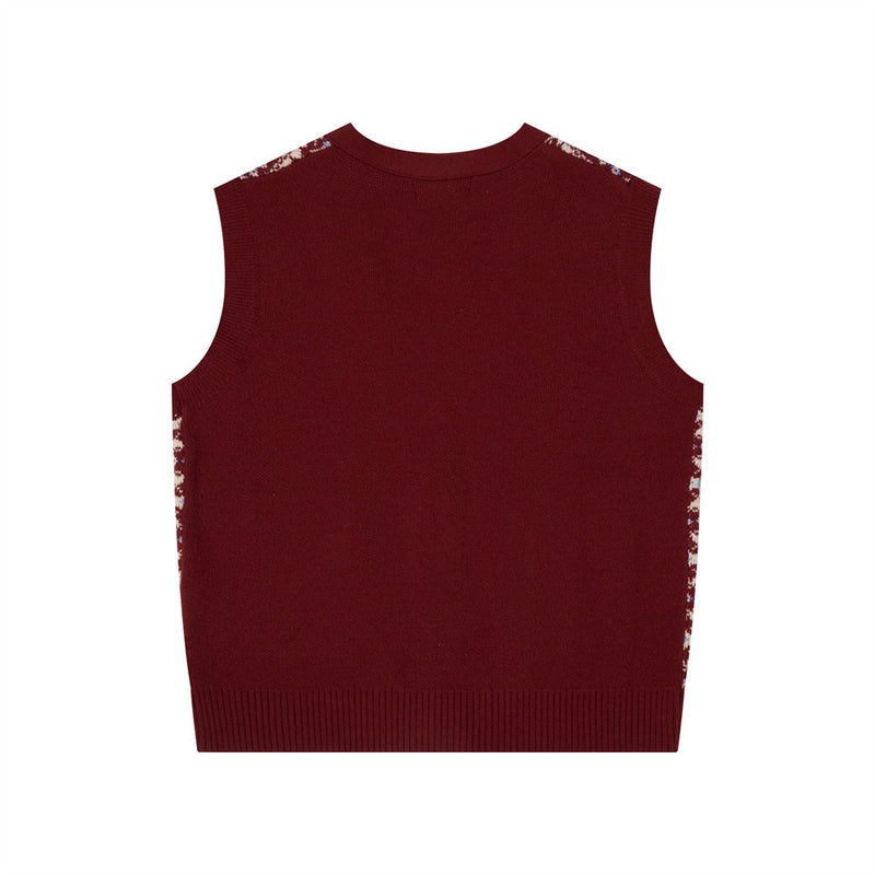 Chaleco de punto Fair Isle de hombre – Cárdigan sin mangas con cuello de pico y botones frontales