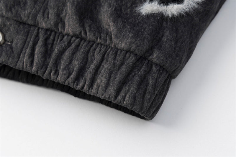 Men's Faux Fur Trim Hooded Bomber Jacket with PU Leather Panel & Snap Buttons