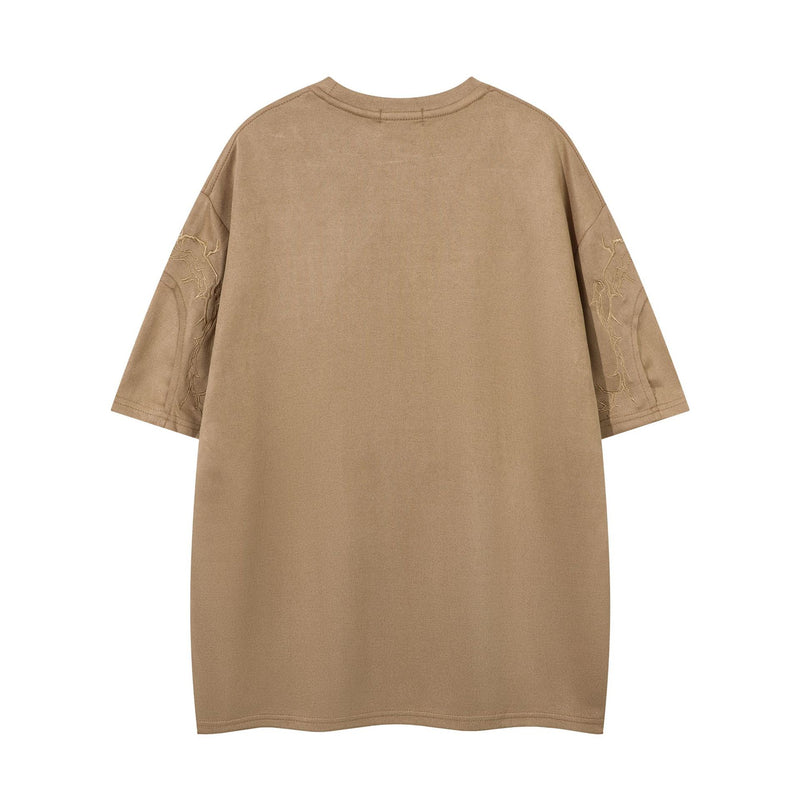 Oversized Gothic-T-Shirt mit Dornenstickerei – Kurzarmshirt im American-Streetwear-Stil