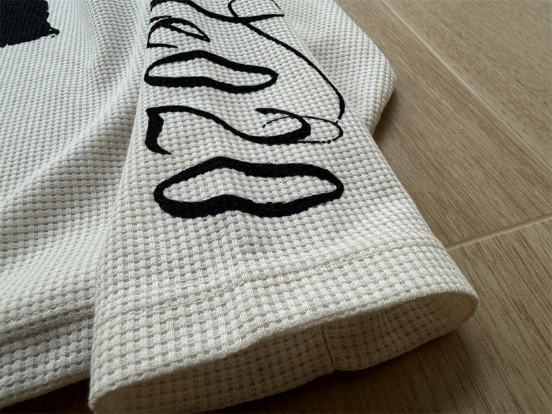 Fashion Killa Oversized Long Sleeve Graphic Tee – Waffle Knit Streetwear Top