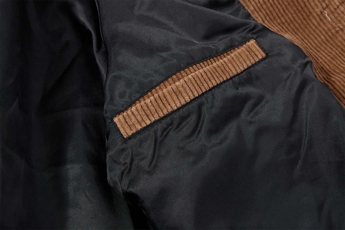 Chaqueta Bomber Harrington de Pana – Corte Cuadrado con Cierre de Broche Vintage