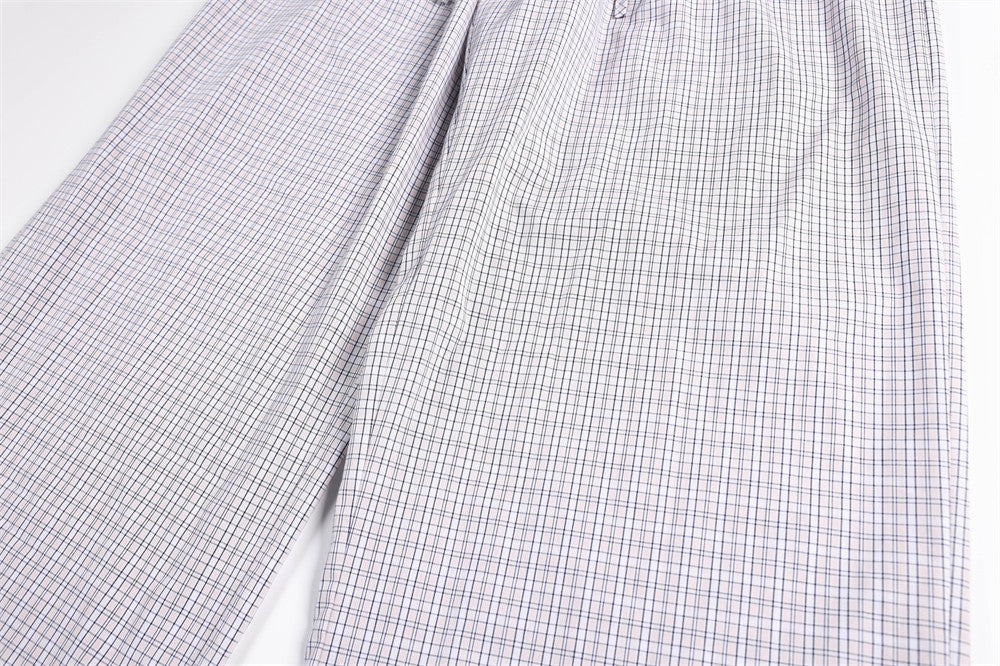 Plaid Wide-Leg Trousers – Men's Relaxed Fit Elastic Waist Pants