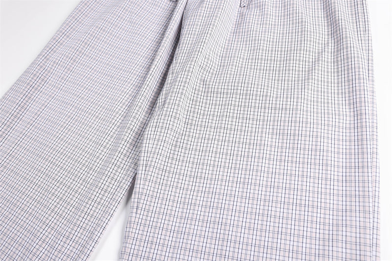 Plaid Wide-Leg Trousers – Men's Relaxed Fit Elastic Waist Pants