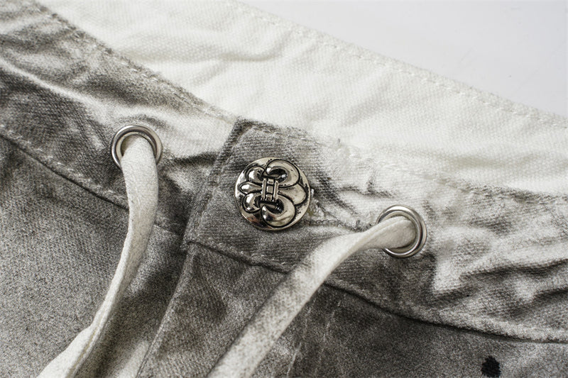 Distressed Wide-Leg Jeans | Grunge Punk Dirty-Wash Double Waistband Pants