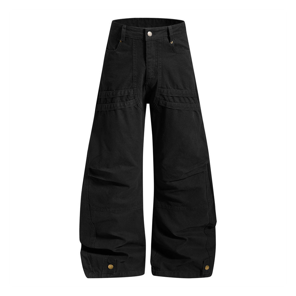 Wide-Leg Cargo Pants – Baggy Fit with Pleated Panels & Utility Pockets