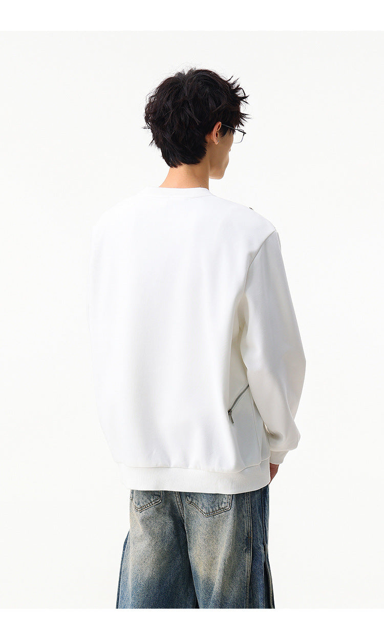 Sweat col rond inspiré du style moto avec détail zippé