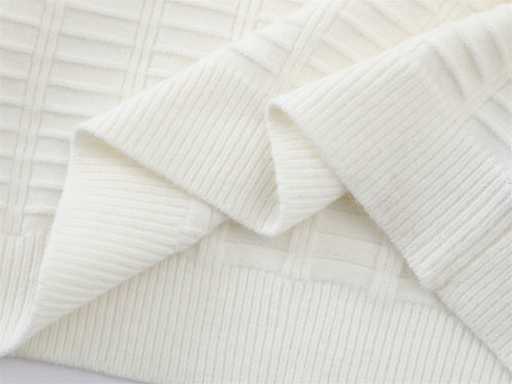 Polo-pull homme en maille texturée – Pull col boutonné à manches longues