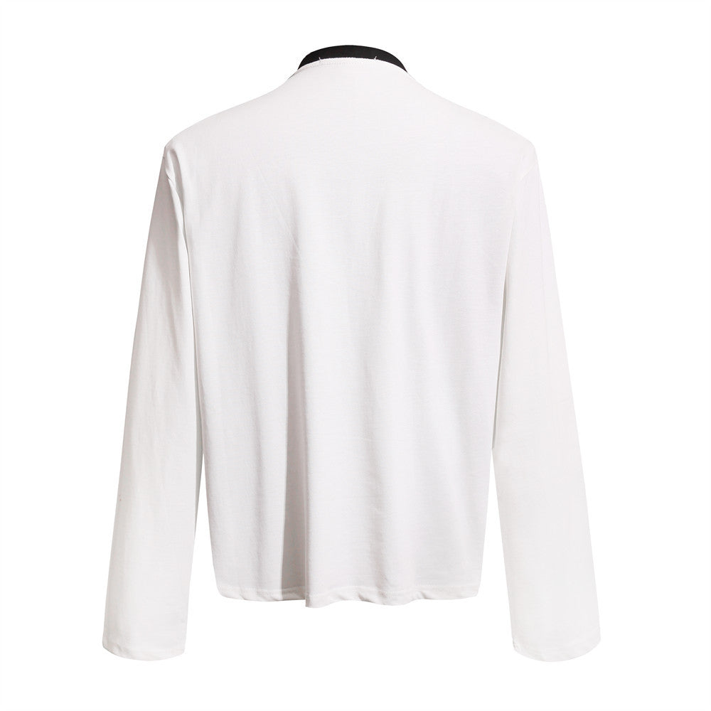 Men's Graphic Long-Sleeve T-Shirt – Varsity Crest & Letter Print, Crew Neck