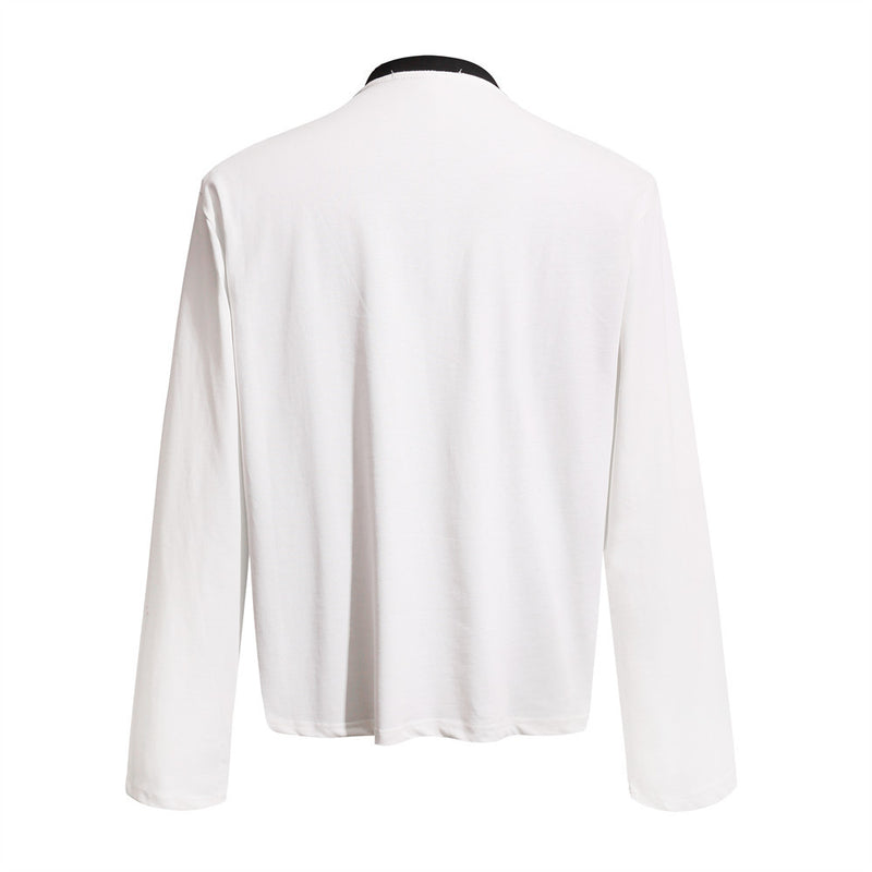 Men's Graphic Long-Sleeve T-Shirt – Varsity Crest & Letter Print, Crew Neck