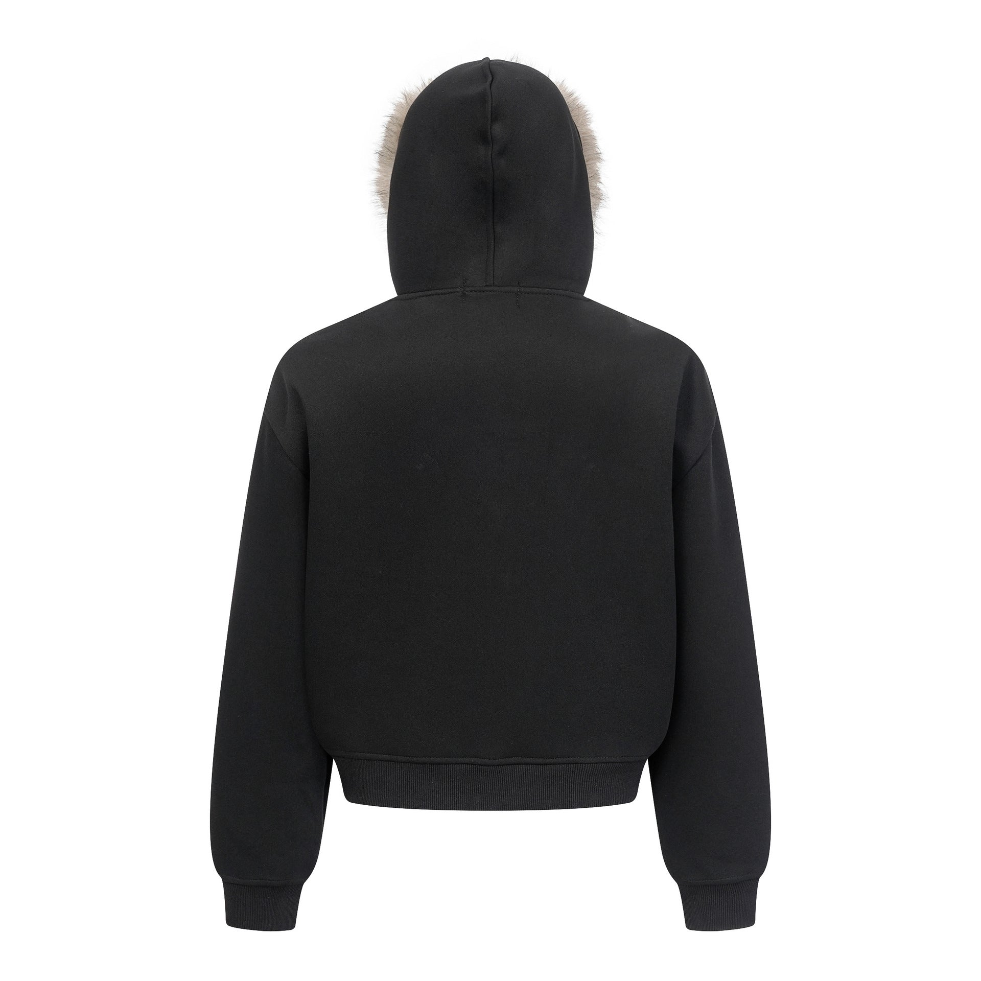 Faux Fur Hood Trim Zip-Up Hoodie Bomber Jacket – Oversized Streetwear Fit