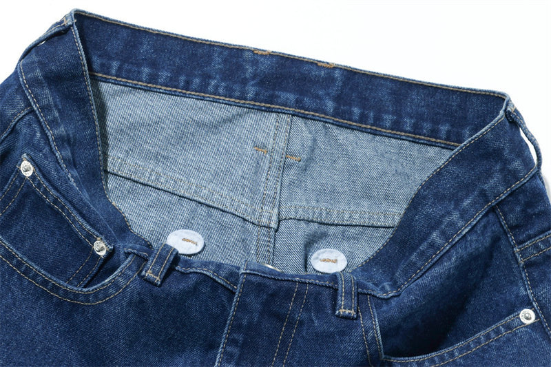 Men's Loose Fit Wide-Leg Jeans – Curved Baggy Silhouette in Dark Blue