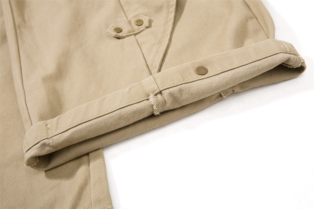 Wide-Leg Cargo Pants with Multi-Pocket Deconstructed Design