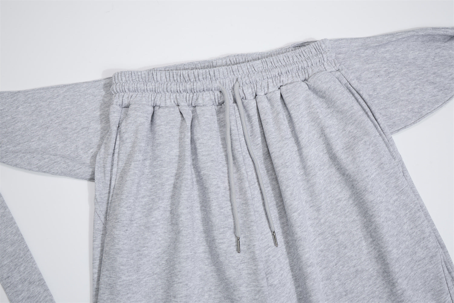 Wide-Leg-Sweathose mit Umschlagbund und Bindegürtel