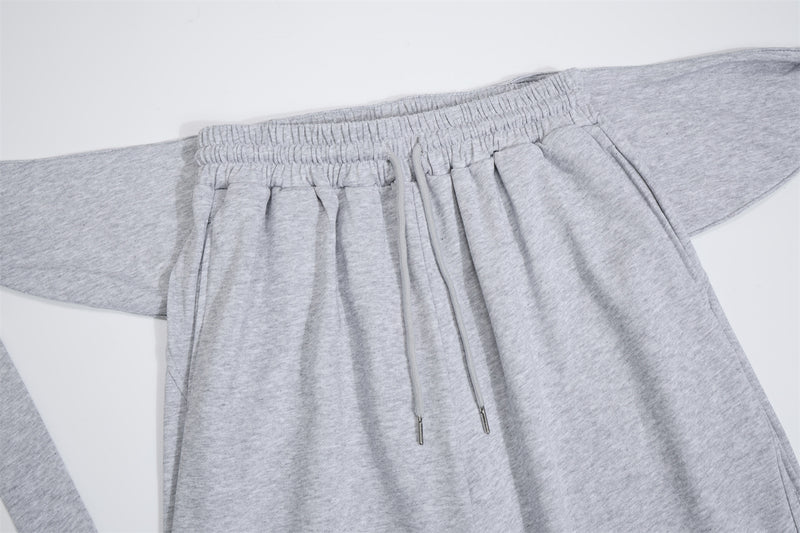 Wide-Leg-Sweathose mit Umschlagbund und Bindegürtel