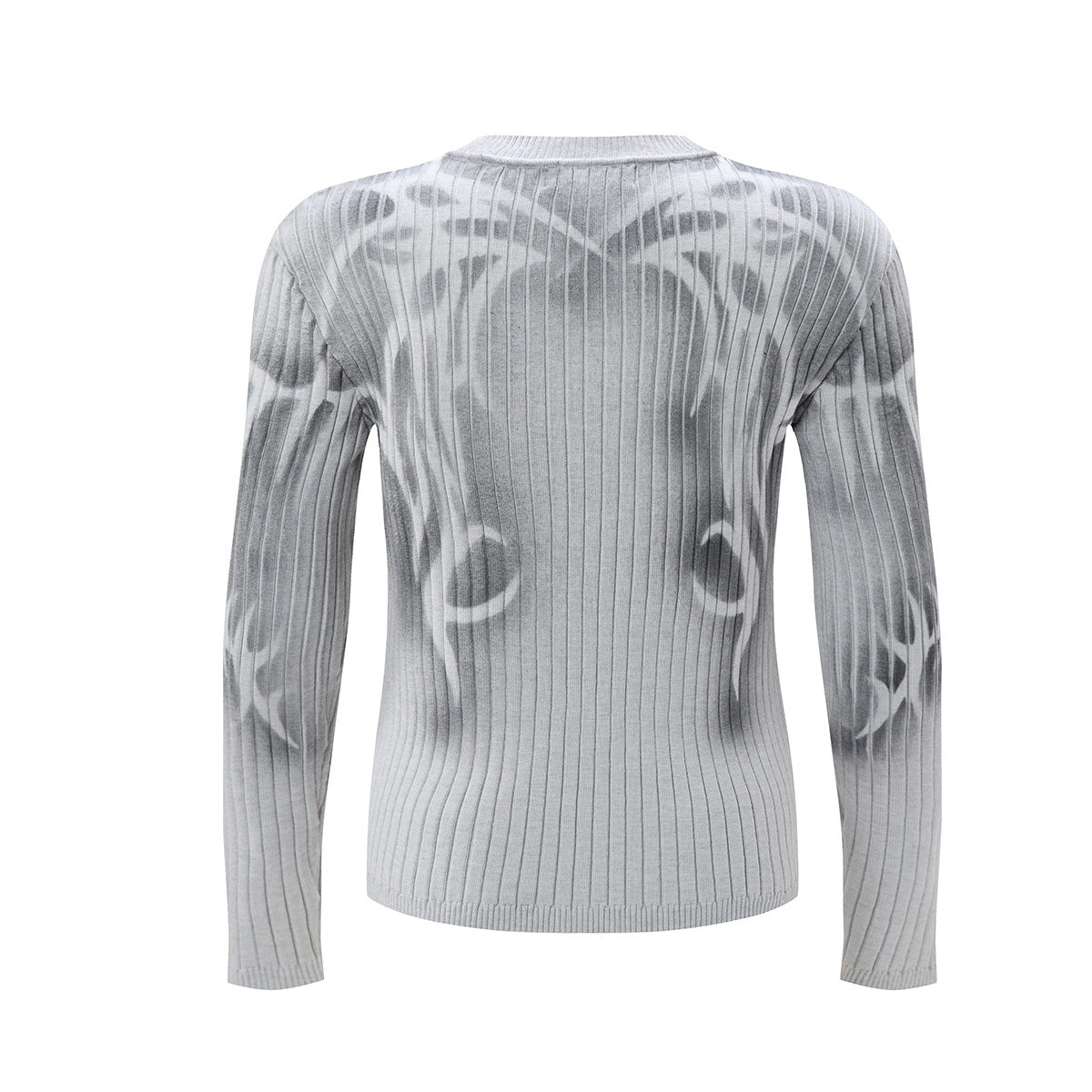 Pull côtelé à col rond avec imprimé graffiti tribal