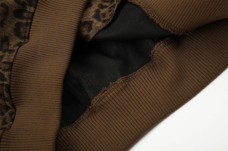 Leoparden-Hoodie mit Reißverschluss und Design – bestickte Varsity-Streetwear-Jacke