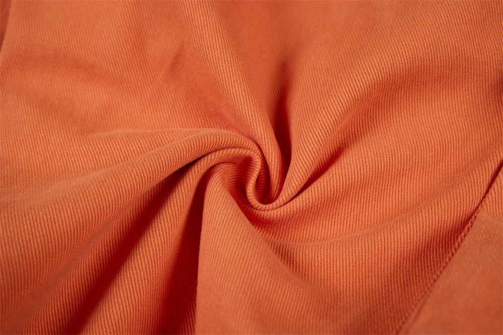 Wide-Leg Cargo Pants – Relaxed Fit Multi-Pocket Straight Trousers in Orange