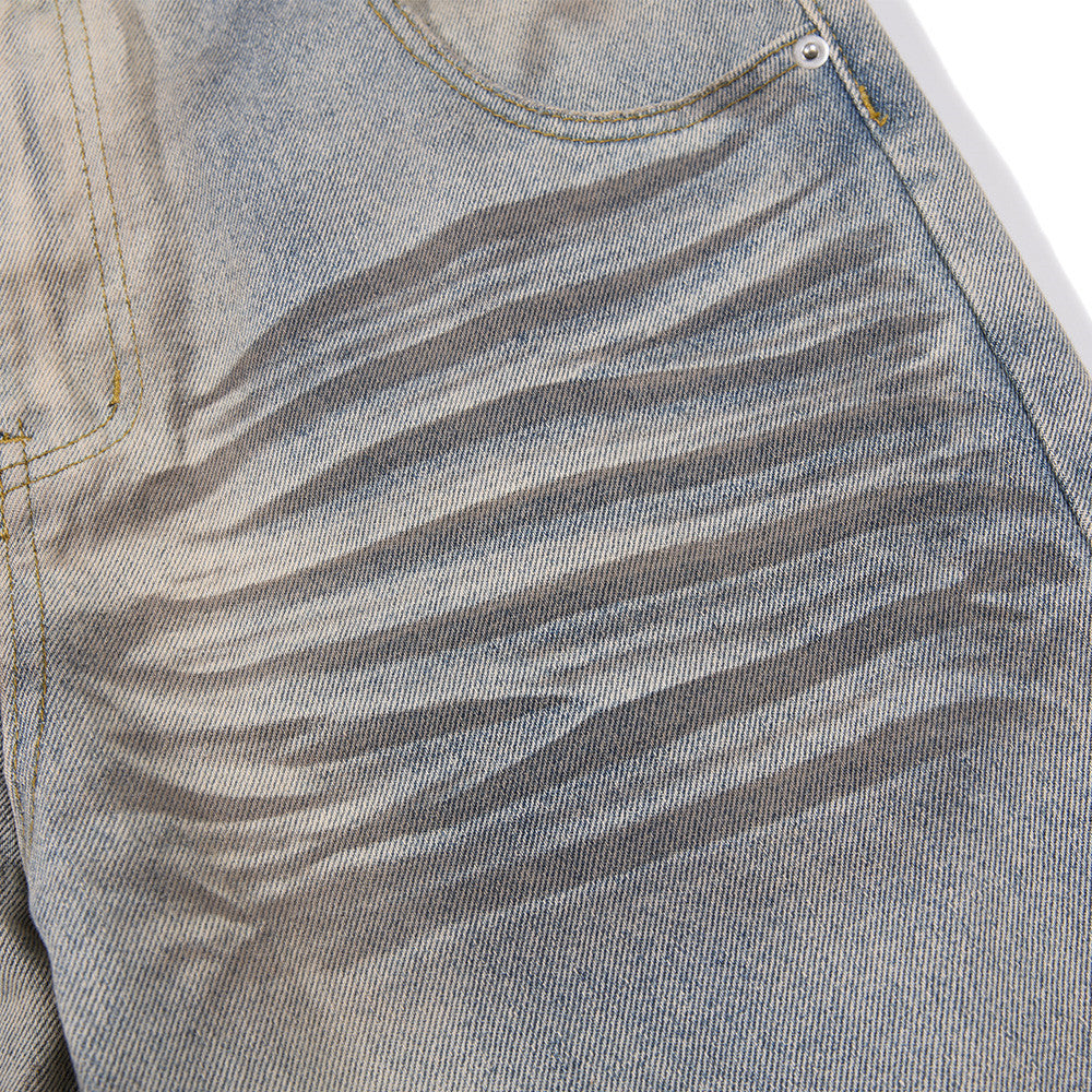 Distressed-Flare-Jeans – Herren-Wide-Leg-Denim in verwaschener Optik mit Knitterdetails