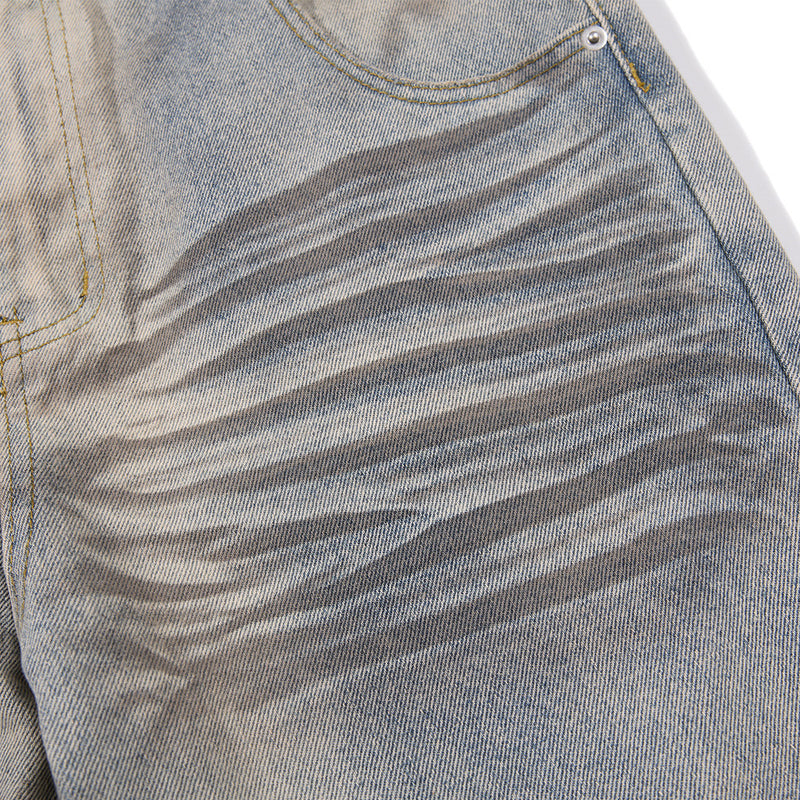 Distressed-Flare-Jeans – Herren-Wide-Leg-Denim in verwaschener Optik mit Knitterdetails