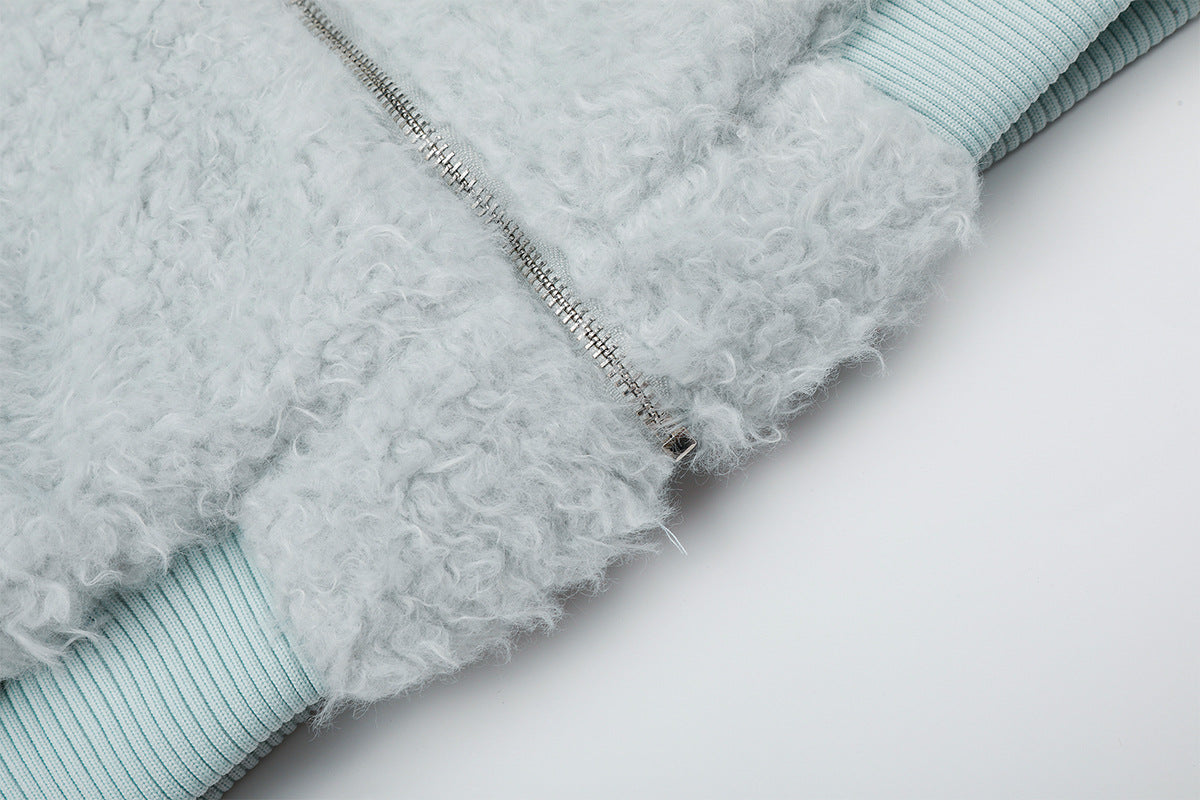 Veste bomber sherpa à capuche moelleuse avec bordure en fausse fourrure