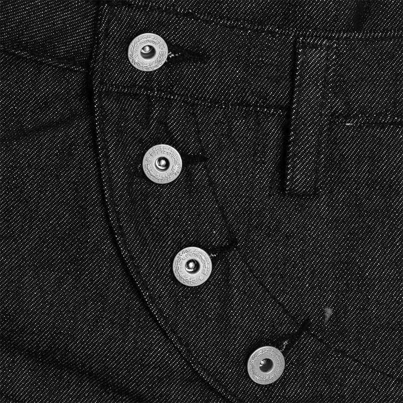 Jean wide leg noir homme avec double ceinture et empiècement diagonal