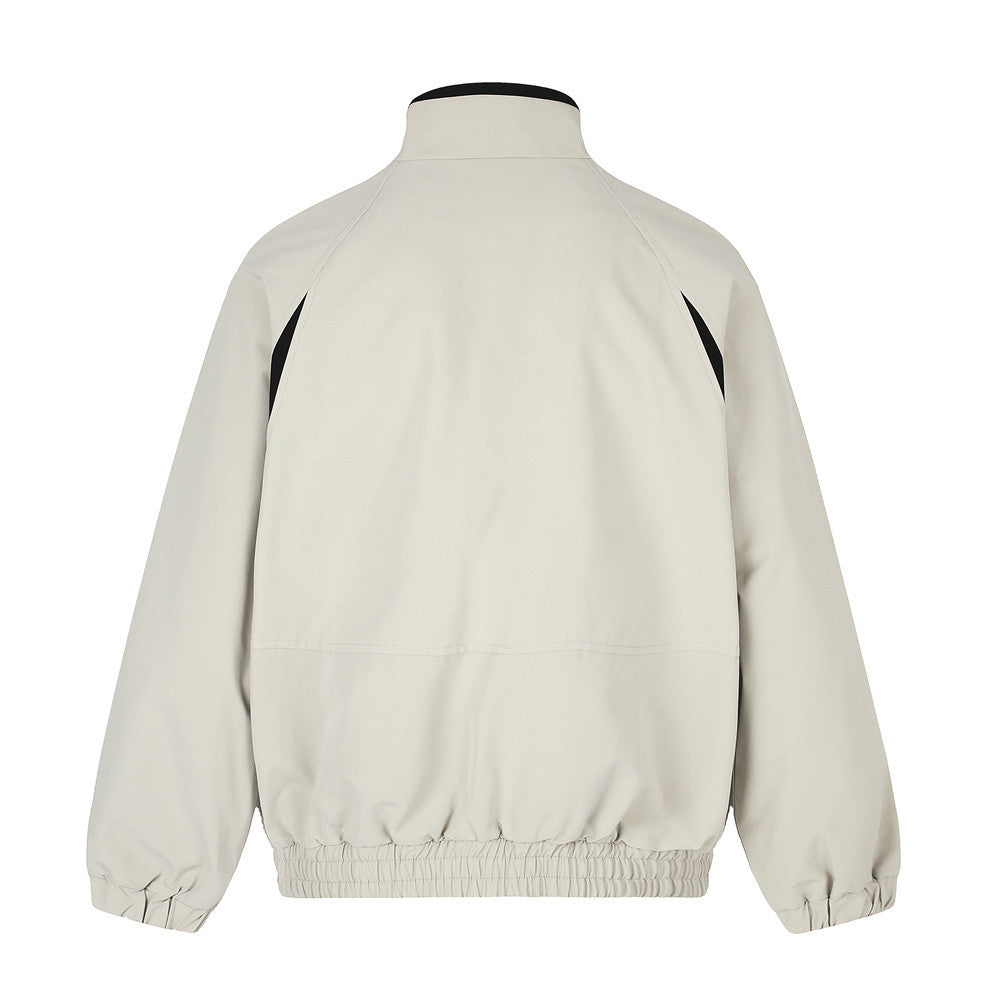 Mock Neck Colorblock Track Jacket – Relaxed Fit Zip-Up Windbreaker
